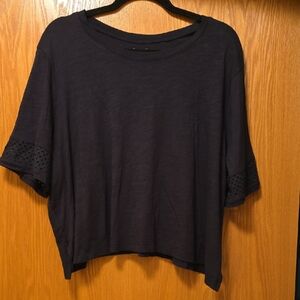 Eddie Bauer Black Short Sleeve Top with Eyelet Detail